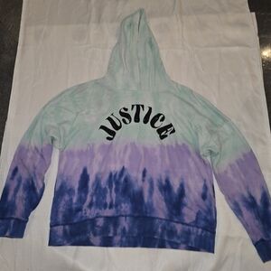 Justice Mint Green and Purple Tie-Dye Hoodie
